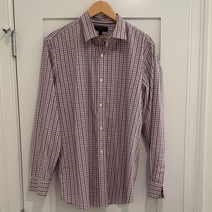 Banana Republic Men's Red and White Checkered Shirt